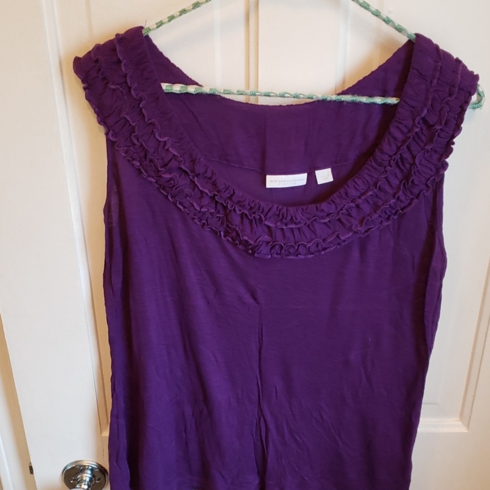 Purple Tank w/ruffle neck